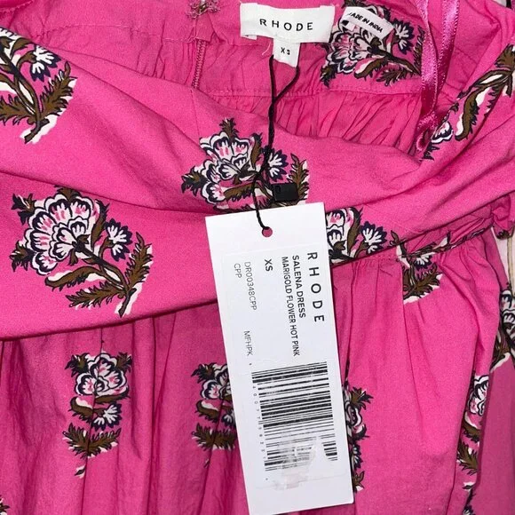 Last Chance! New Rhode Selena 100% Cotton Block Print Maxi Dress Pink XS $495 - Picture 8 of 9